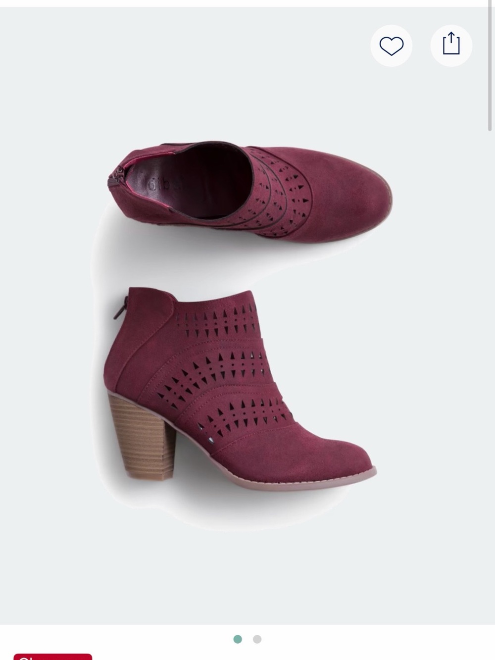 Diba Wine Suede Laser-Cut Stacked Heel Ankle Booties